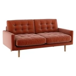 Habitat Fenner Velvet 2 Seater Sofa - Orange -Habitat 9387119 R Z002A