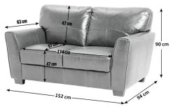 Habitat Milford Leather 2 Seater Sofa - Black -Habitat 9398335 R E001