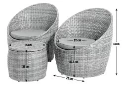 Habitat 2 Seater Wicker Garden Barrel Bistro Set - Grey -Habitat 9401088 R E001