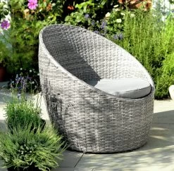 Habitat 2 Seater Wicker Garden Barrel Bistro Set - Grey -Habitat 9401088 R Z005C
