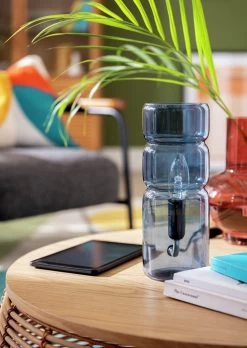 Habitat Parr Glass Column Table Lamp - Blue -Habitat 9404140 R Z003C