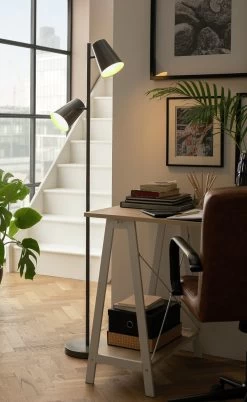 Habitat Iras Double Head Floor Lamp - Grey -Habitat 9404779 R Z002C