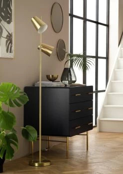 Habitat Iras Brass 2 Light Floor Lamp - Gold -Habitat 9404834 R Z002C