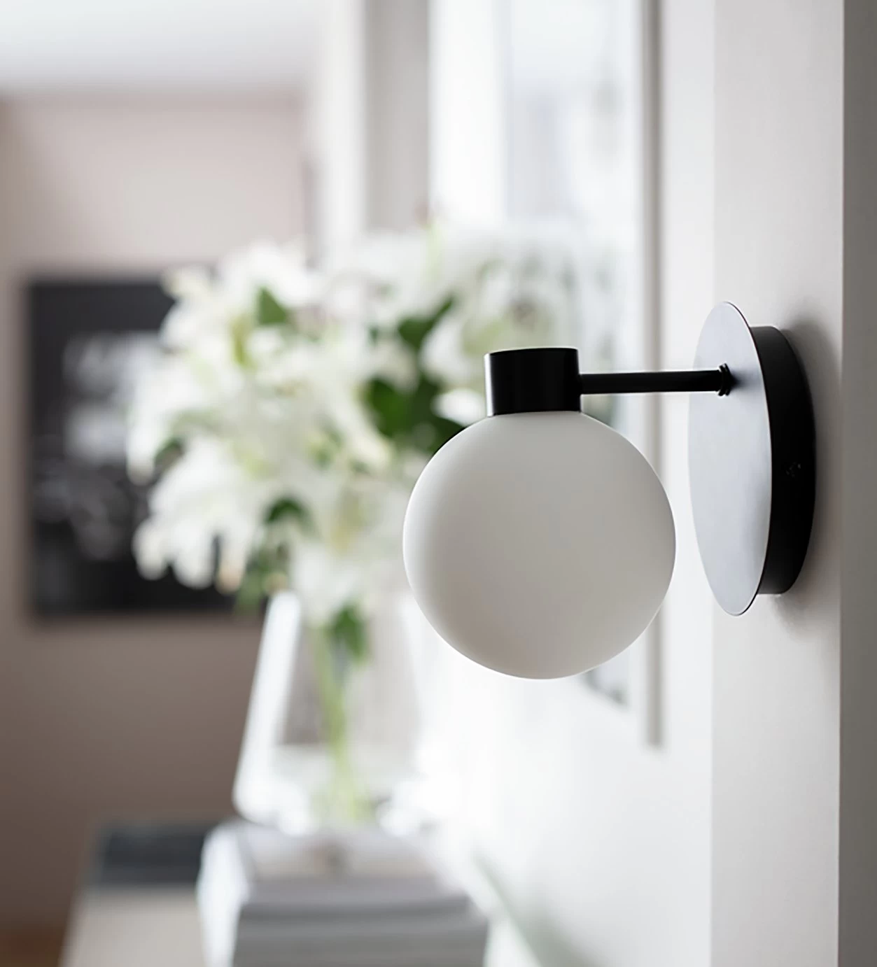 Habitat Salarino Opal Glass Bathroom Wall Light - Black 6 Habitat Salarino Opal Glass Bathroom Wall Light - Black - Image 4