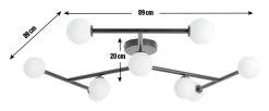 Habitat Alonso 9 Light Flush To Ceiling Light -Black & White -Habitat 9405998 R E001