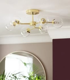 Habitat Molecular 6 Light Metal Flush Ceiling Light - Brass -Habitat 9409406 R Z002C