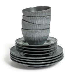 Habitat 12 Piece Stoneware Felicity Dinner Set - Blue 13 Habitat 12 Piece Stoneware Felicity Dinner Set - Blue -Habitat 9410251 R Z002A