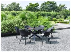 Habitat Aegaen 6 Seater Metal Patio Set - Grey -Habitat 9417515 R Z002C