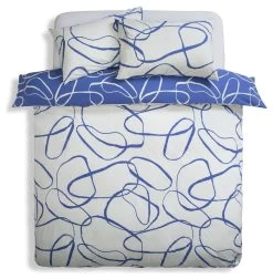 Habitat Linear Pebbles Blue & White Bedding Set - Single -Habitat 9441938 R Z004A