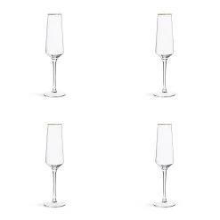 Habitat Gold Rim Set Of 4 Prosecco Flute - Clear