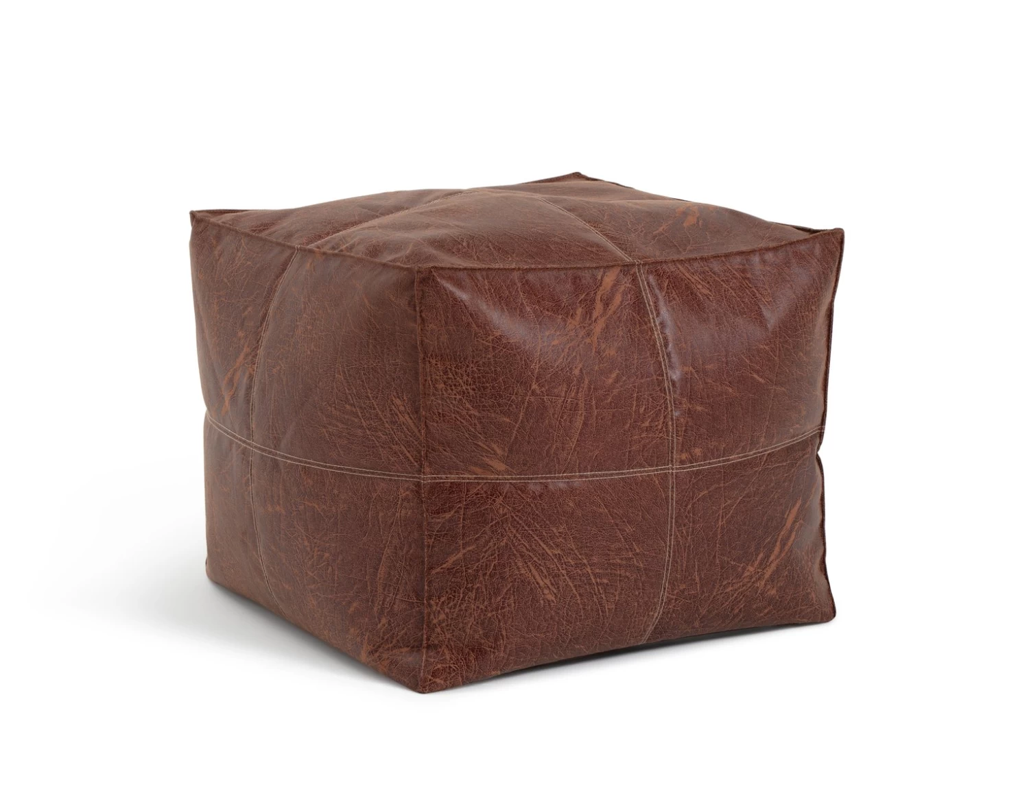 Habitat Kaikoo Faux Leather Footstool - Brown 4 Habitat Kaikoo Faux Leather Footstool - Brown - Image 2