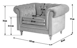 Habitat Chesterfield Velvet Armchair - Light Grey -Habitat 9449325 20