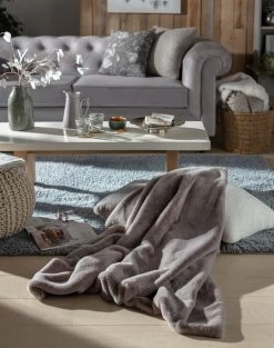 Habitat Faux Fur Plain Throw - Grey - 125x150cm -Habitat 9454365 R Z001C