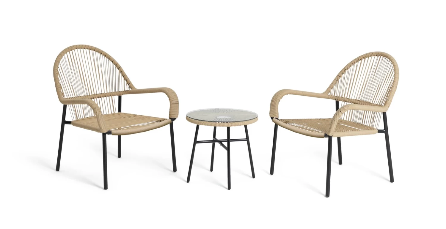 Habitat Java 2 Seater Metal Garden Bistro Set - Natural 6 Habitat Java 2 Seater Metal Garden Bistro Set - Natural - Image 4