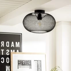 Habitat Tumba Mesh Flush To Ceiling Light - Black