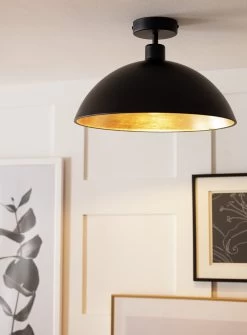 Habitat Yuno Leaf Flush To Ceiling Light - Black And Gold -Habitat 9487521 R Z002C