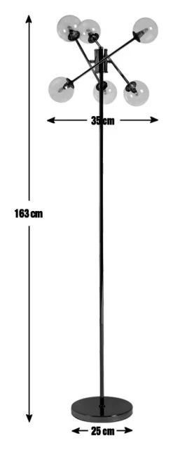 Habitat Glam 6 Light Glass Floor Lamp – Gold -Habitat 9487916 R E001