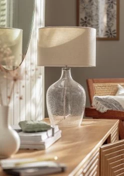 Habitat Abas Glass Table Lamp - Clear & Cream -Habitat 9489732 R Z002C