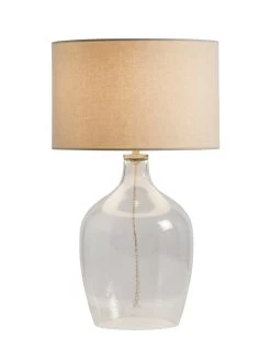 Habitat Abas Glass Table Lamp - Clear & Cream -Habitat 9489732 R Z006A