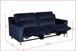 Habitat Emerson Velvet 2 Seater Recliner Sofa - Navy Blue -Habitat 9494318 R E001
