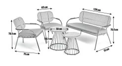 Habitat Noah 4 Seater Metal Garden Sofa Set - Black & Oak -Habitat 9507092 R E001