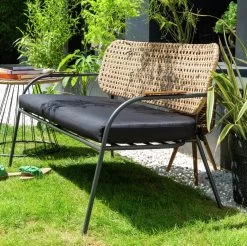 Habitat Noah 4 Seater Metal Garden Sofa Set - Black & Oak -Habitat 9507092 R Z002C