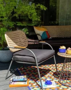 Habitat Noah 4 Seater Metal Garden Sofa Set - Black & Oak -Habitat 9507092 R Z004C