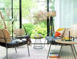 Habitat Noah 4 Seater Metal Garden Sofa Set - Black & Oak -Habitat 9507092 R Z008C