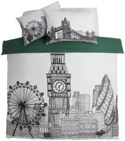 Habitat London Skyline Print Black &White Bedding Set-Single -Habitat 9511026 R Z002A