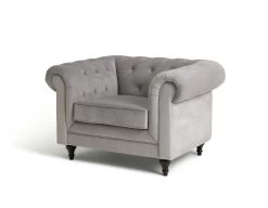 Habitat Chesterfield Velvet Armchair - Light Grey -Habitat 9513402 R Z002A