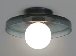 Habitat Jonna Bathroom Flush Ceiling Light -Dark Blue &Glass -Habitat 9518799 R Z002A