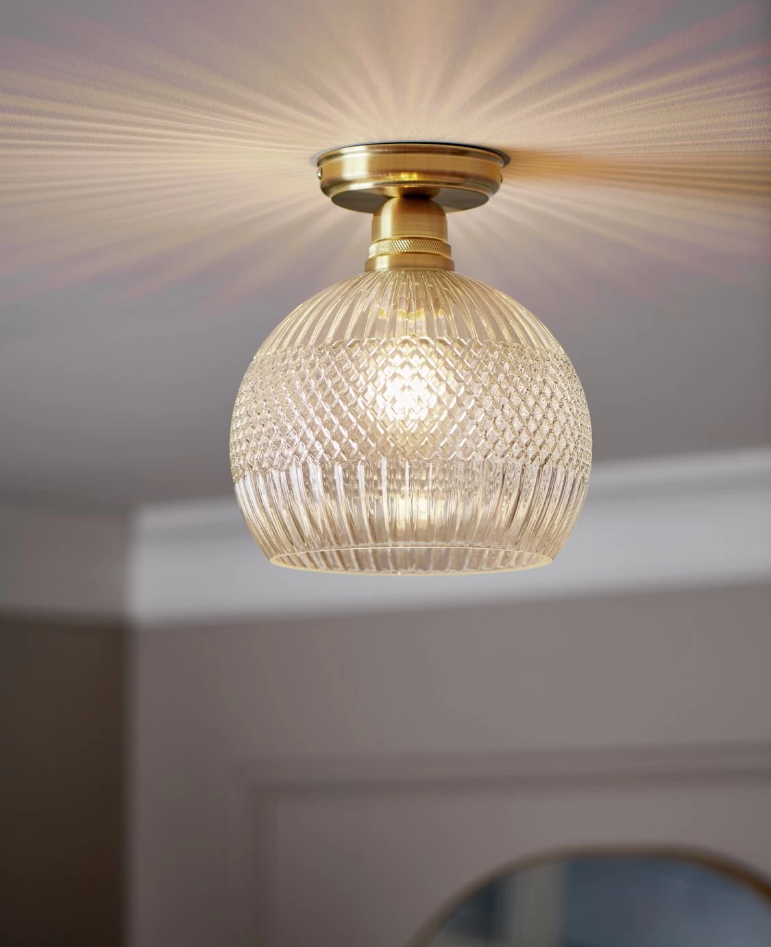 Habitat Perses Cut Glass And Brass Flush To Ceiling Light 3 Habitat Perses Cut Glass And Brass Flush To Ceiling Light