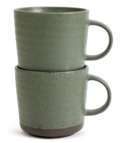 Habitat Textured Ripple Set Of 4 Mugs - Sage -Habitat 9527261 R Z002A