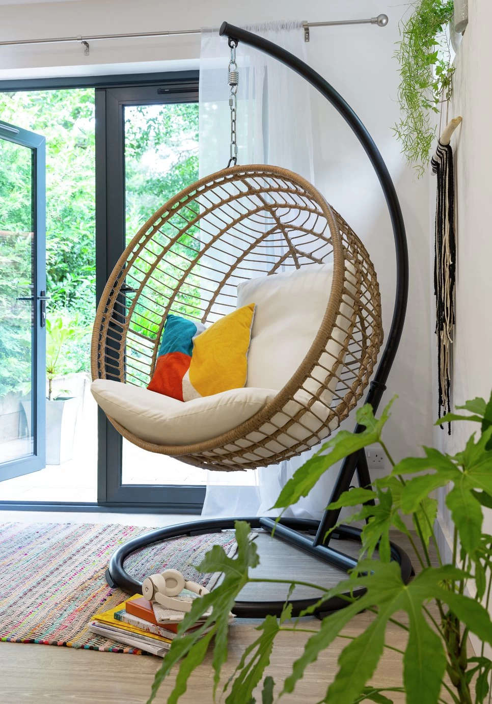 Habitat Dove Rattan Effect Hanging Egg Chair - Natural 10 Habitat Dove Rattan Effect Hanging Egg Chair - Natural - Image 8