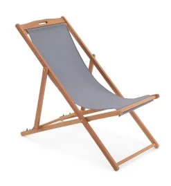 Habitat Folding Wooden Garden Deck Chair - Charcoal -Habitat 9534883 R Z002A