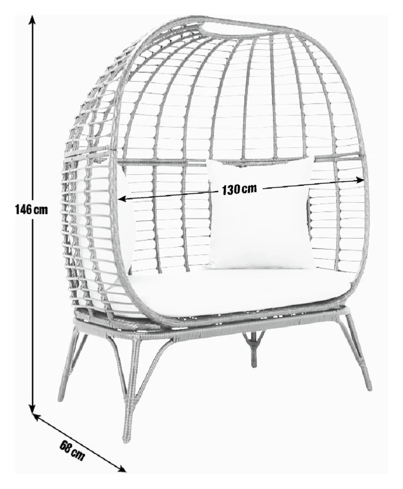 Habitat Kora 2 Seater Egg Bench - Natural 5 Habitat Kora 2 Seater Egg Bench - Natural - Image 3