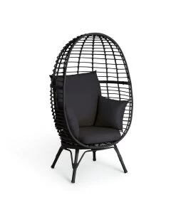 Habitat Kora Rattan Effect Garden Egg Chair - Black 14 Habitat Kora Rattan Effect Garden Egg Chair - Black -Habitat 9539060 R Z002A
