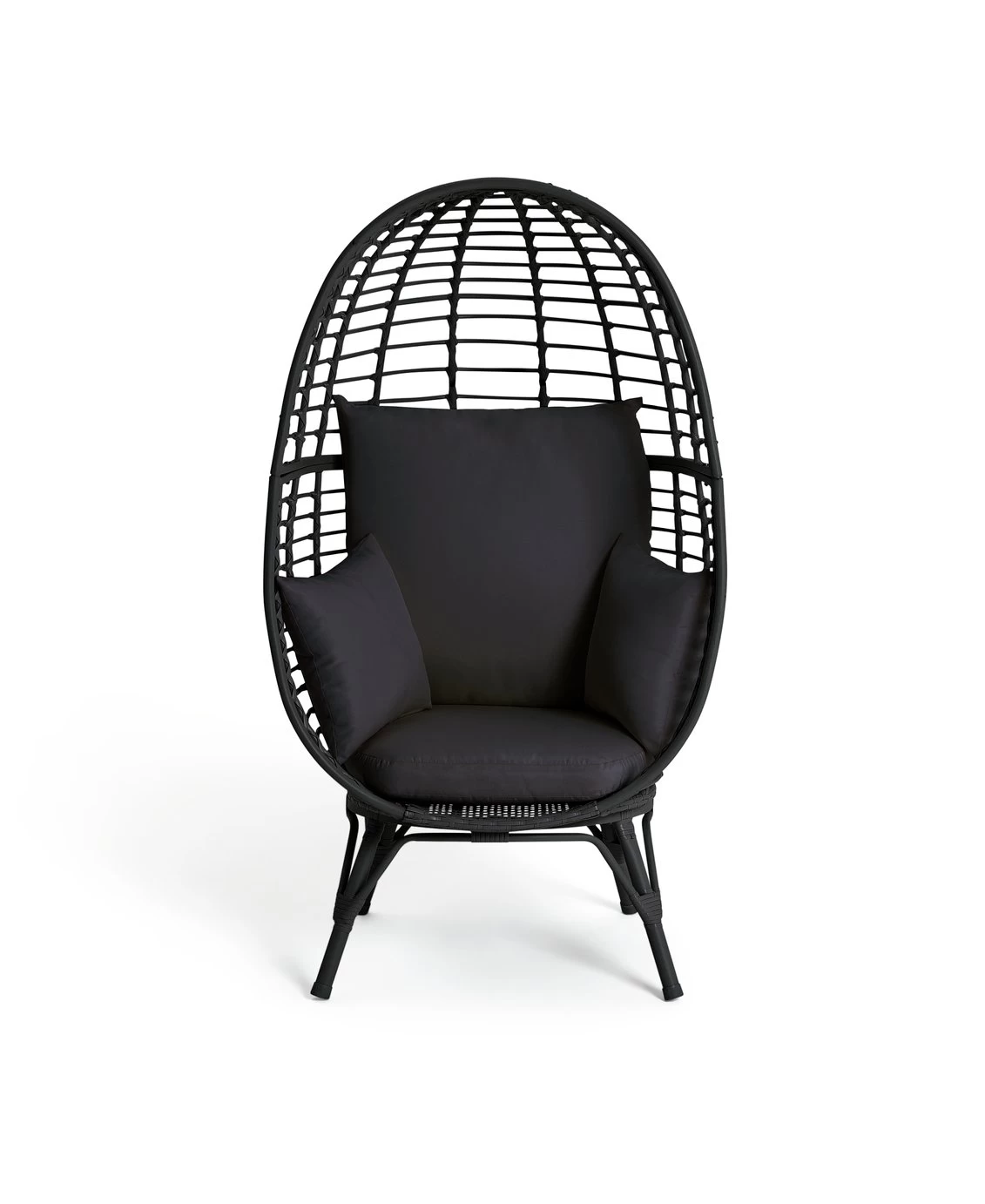 Habitat Kora Rattan Effect Garden Egg Chair - Black 8 Habitat Kora Rattan Effect Garden Egg Chair - Black - Image 6