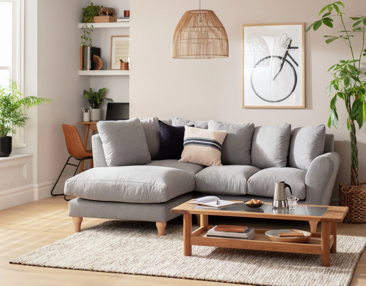 Habitat Carrie Fabric Left Hand Corner Chaise Sofa - Grey 4 Habitat Carrie Fabric Left Hand Corner Chaise Sofa - Grey - Image 2