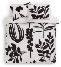 Habitat Cotton Floral Black & White Bedding Set - Double -Habitat 9547791 R Z002A