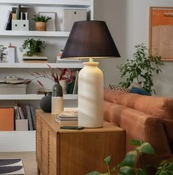 Habitat Hashi Ceramic Table Lamp - Off White & Black