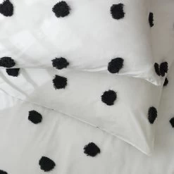 Habitat Cotton Tufted Spot White & Black Bedding Set -Single -Habitat 9560651 R Z003A