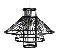 Habitat Wood 3 Tier Pendant Shade - Black -Habitat 9561007 R Z001C