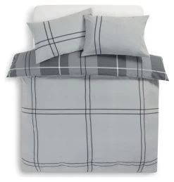 Habitat Check Charcoal Grey Bedding Set - Single -Habitat 9561155 R Z004A