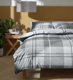 Habitat Check Charcoal Grey Bedding Set - Single -Habitat 9561155 R Z005A