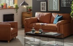 Habitat Florence Leather 2 Seater Sofa - Tan -Habitat 9562532 R Z001C