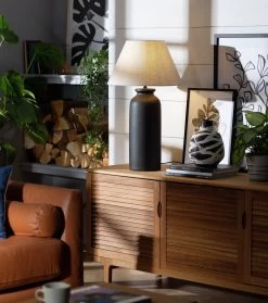 Habitat Hashi Ceramic Table Lamp - Black & Beige -Habitat 9563603 R Z002C