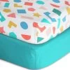 Habitat Kids Colourful Shapes 2 Pack Fitted Sheets - Cot -Habitat 9571310 R Z001A