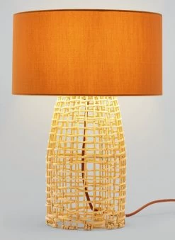 Habitat Luiss Rattan Table Lamp - Orange -Habitat 9575639 R Z002C