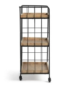 Habitat Kai Wood Drinks Trolley - Black & Mango -Habitat 9579271 R Z003A
